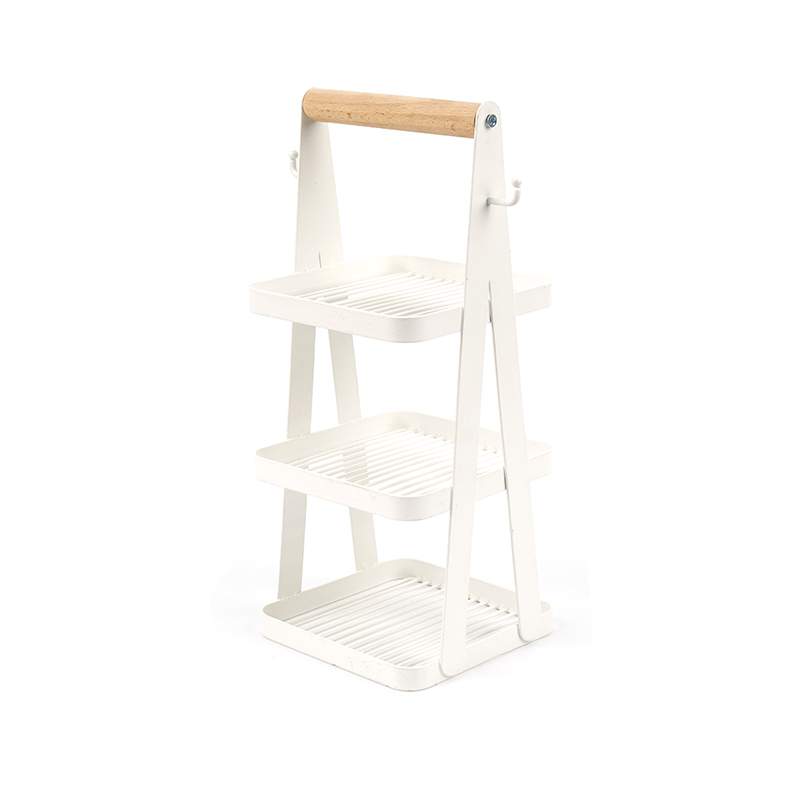 hordozható tárolókosár 3 rétegű fa fogantyú