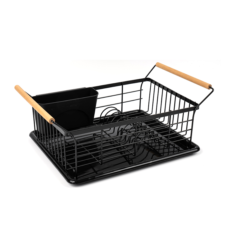 Fa nyéllel ellátott tál- és tányérszárító állvány