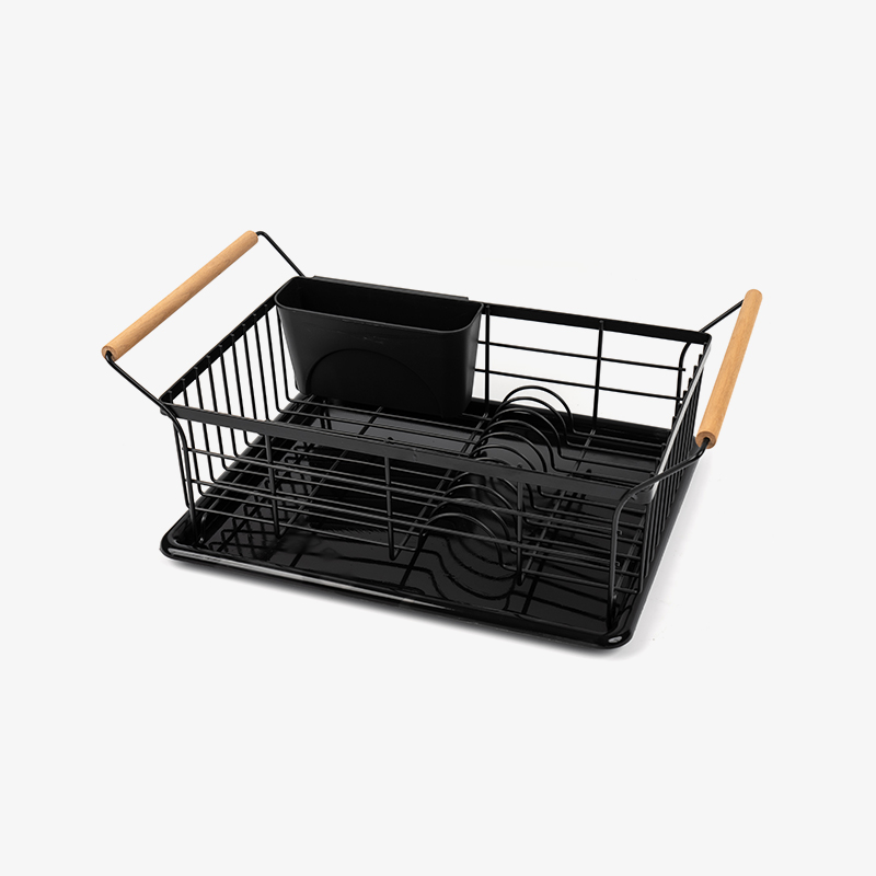 Fa nyéllel ellátott tál- és tányérszárító állvány