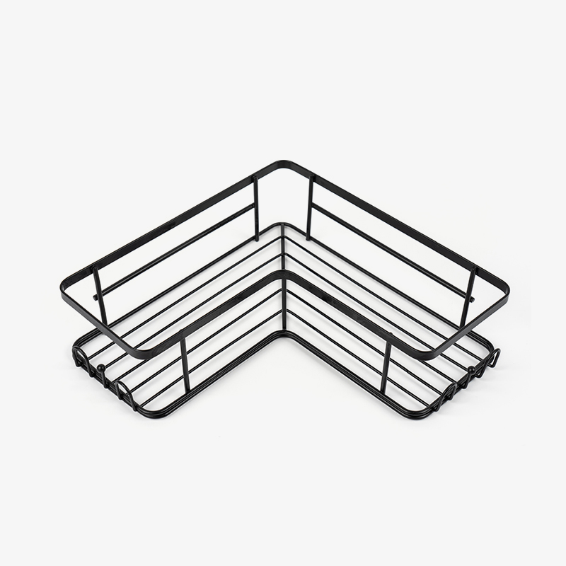 Fekete sarokzuhany Caddy falra szerelhető rozsdamentes acél