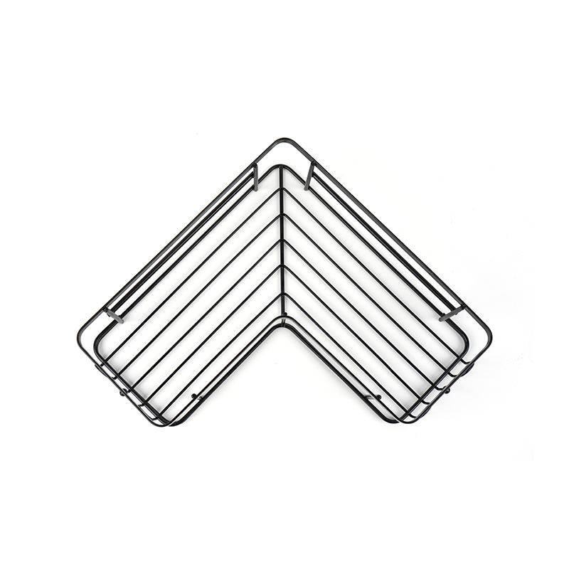 Fekete sarokzuhany Caddy falra szerelhető rozsdamentes acél