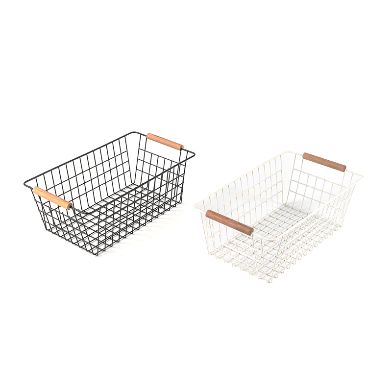 Tárolókosár fa fogantyúval