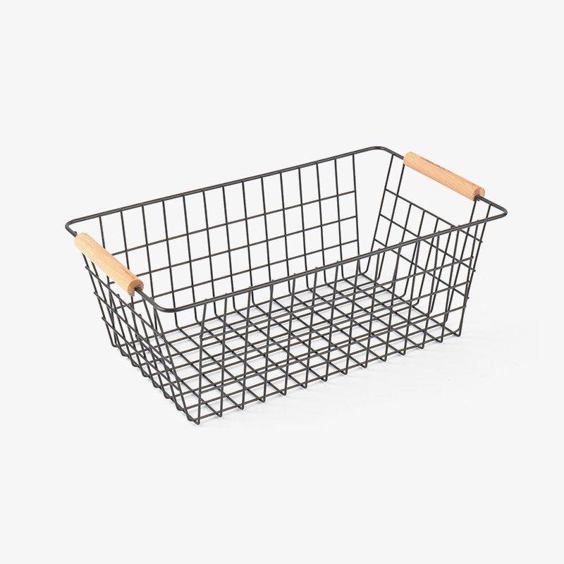 Tárolókosár fa fogantyúval