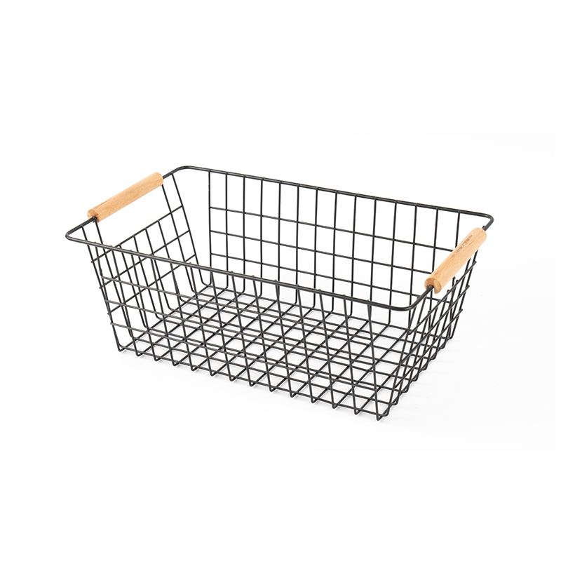 Tárolókosár fa fogantyúval